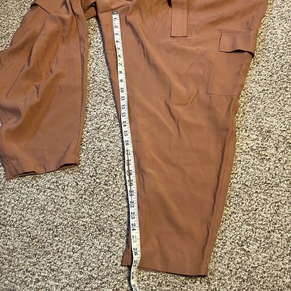 NWT Nine West Womens Utility Pant Plus Sze 2X Cargo Belted Waist Pink Rose Taper - Picture 11 of 11